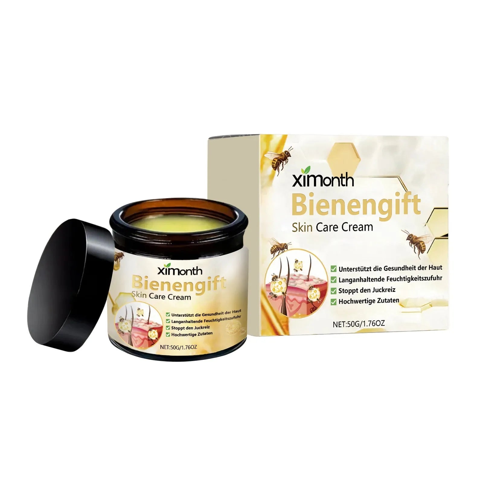 50g jar of bee venom herbal body cream for neck and skin moisturisation