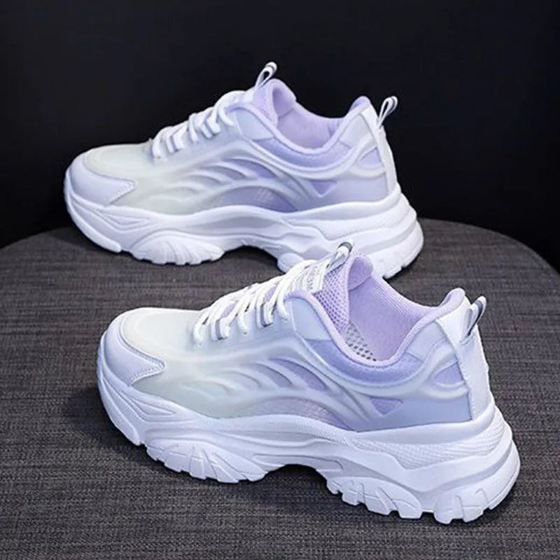 Women's satin casual shoes with front lace-up closure in round toe design