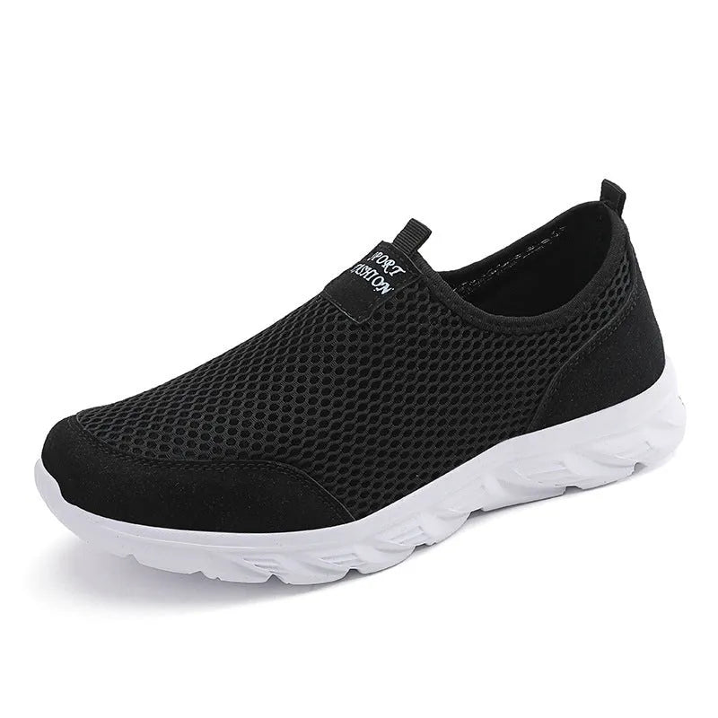 Large size casual mesh low-top sneakers for men in G836 Gray, EVA sole, round toe