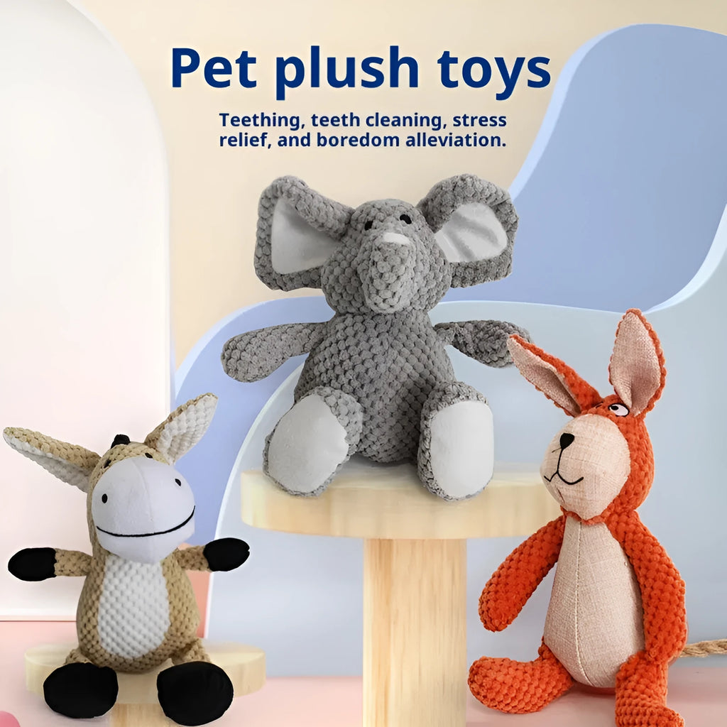 Soft plush pet toy animal doll in design of small yellow duck with plaid pattern
