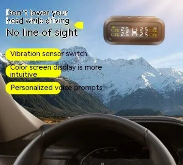 Solar wireless car tyre pressure monitoring system with colour screen display and four sensors