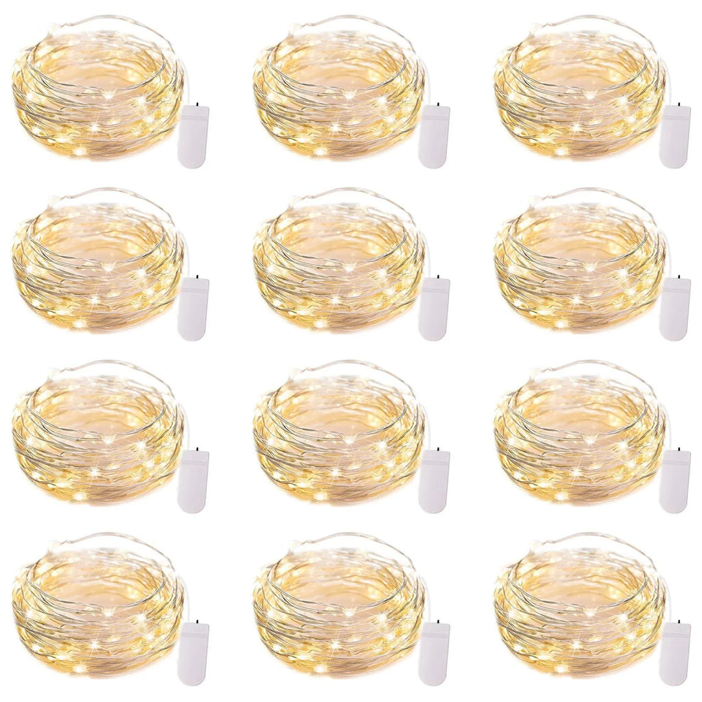 LED firefly string lights warm white 0.5m to 5m length 10cm spacing IP43 plastic housing