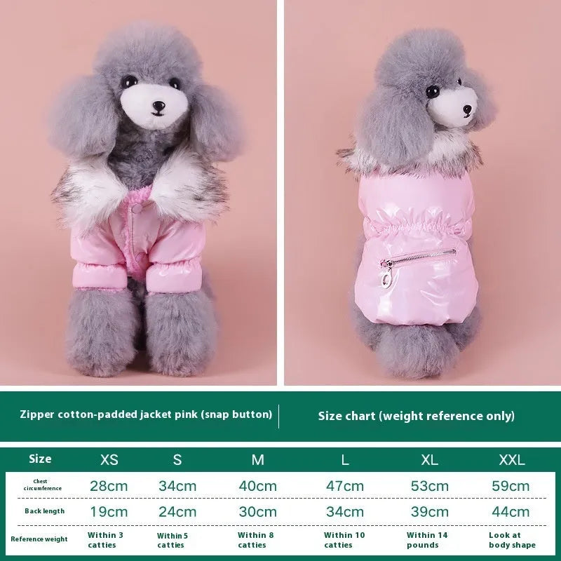 Blue British style cotton dog jacket showing traditional design for autumn and winter wear