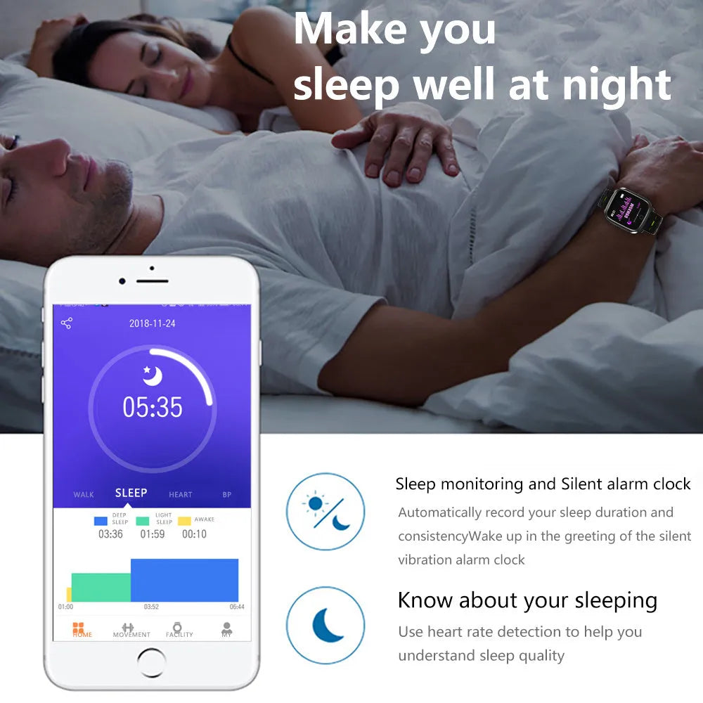 F16 smart watch with ECG, blood pressure, and heart rate monitoring on wrist