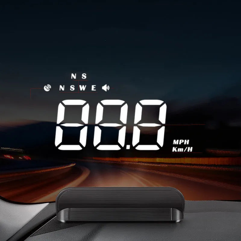 Car HUD head-up display with 3 inch LED backlit screen and GPS input in compact ABS PC housing