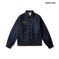 Men's raw pulp colour Japanese-style retro cotton jacket with patch pockets and straight hem