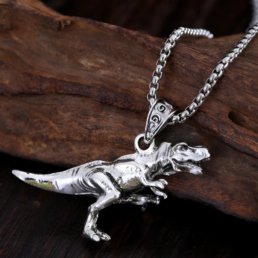 New hip hop style titanium dinosaur pendant necklace for men women
