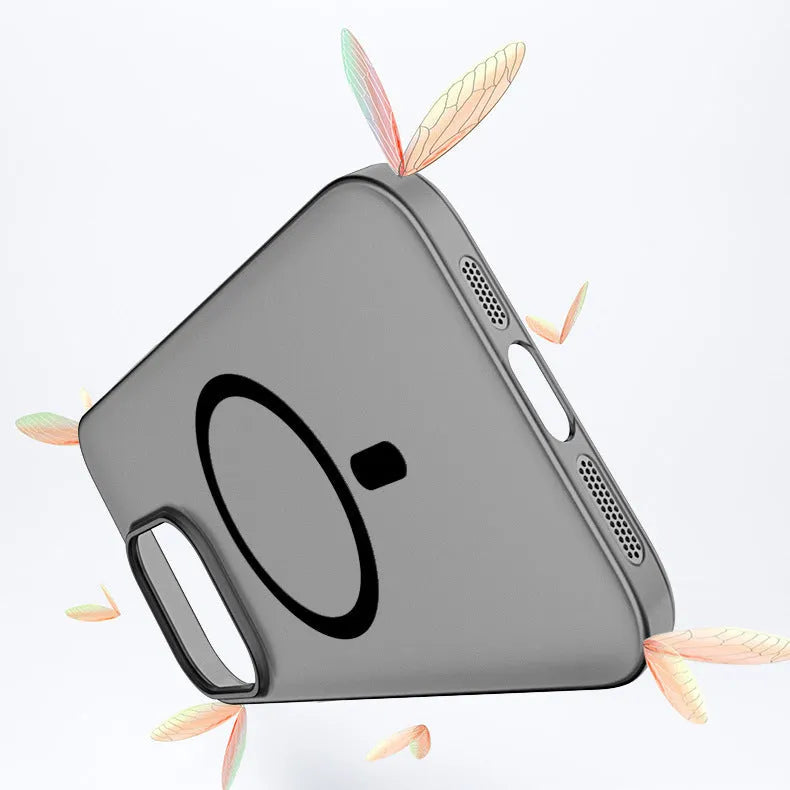 Frosted magnetic phone case in transparent pink for iPhone 15 Pro Max with full coverage design