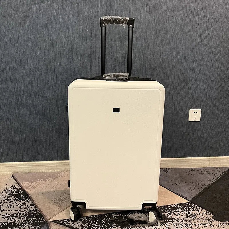 Ultra-light mute universal wheel draw-bar luggage in ABS PC material, 20 inch, black colour, shown on floor