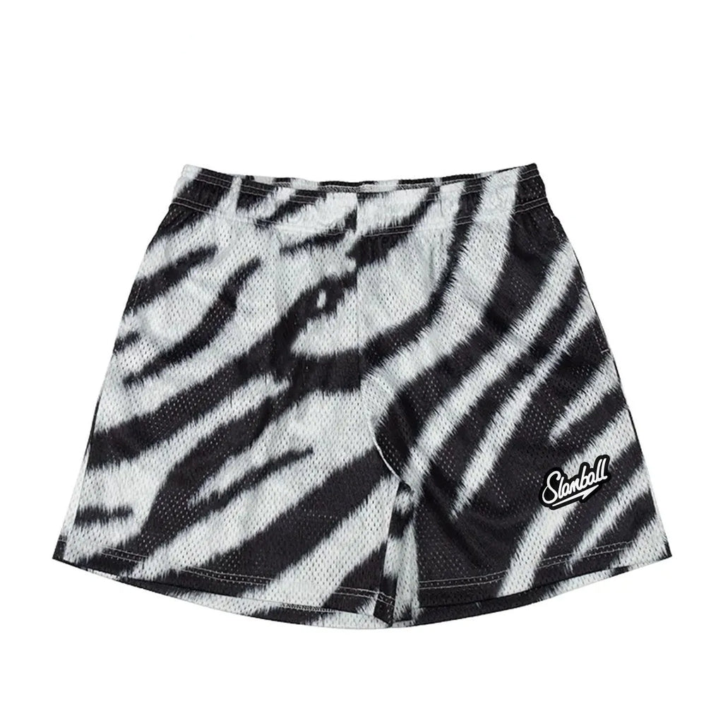Men's leopard print fitness training shorts with quick-dry fabric