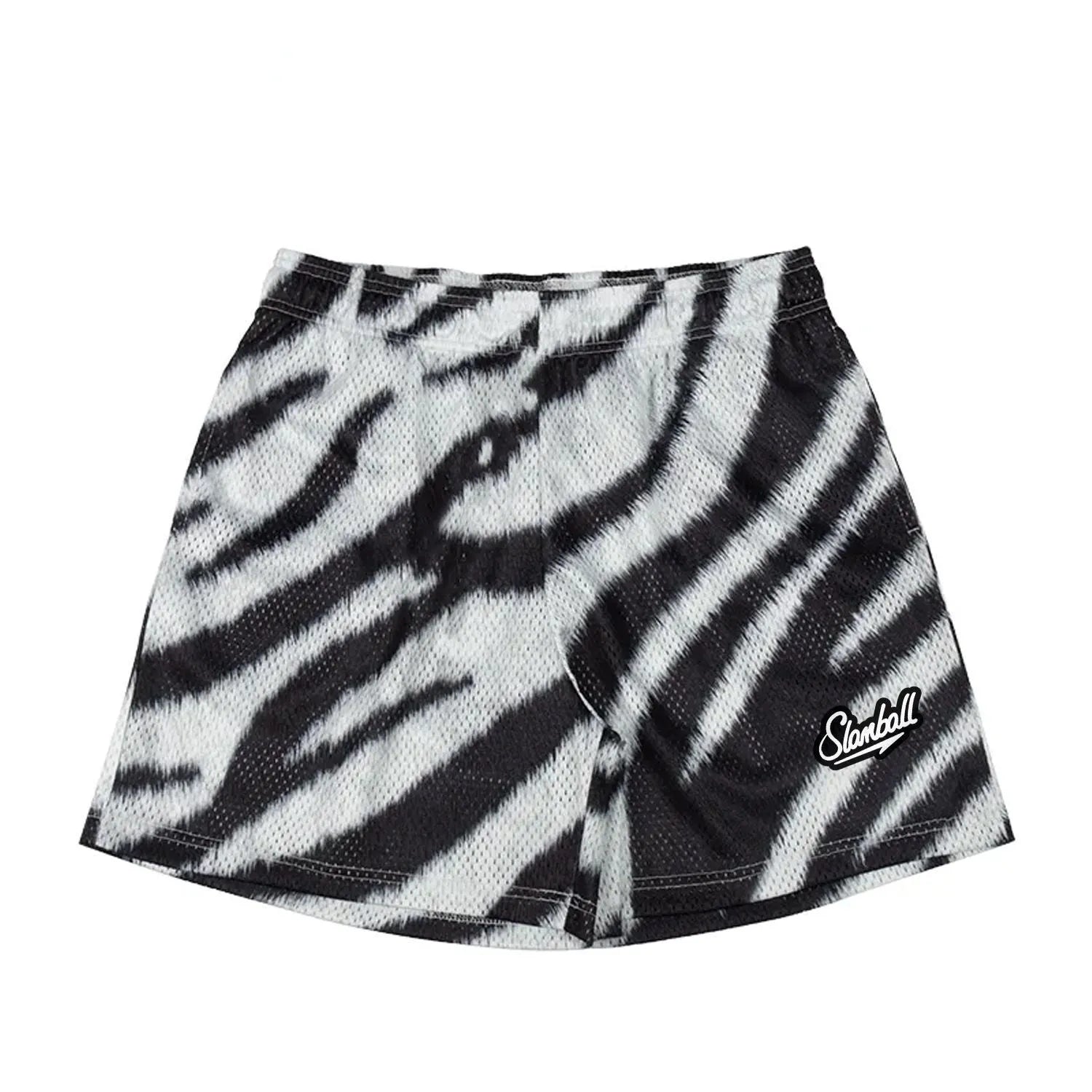 Men's leopard print fitness training shorts with quick-dry fabric