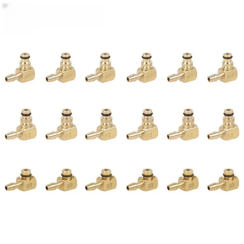 Brass and plastic fuel injection flow meter tool for testing engine injectors