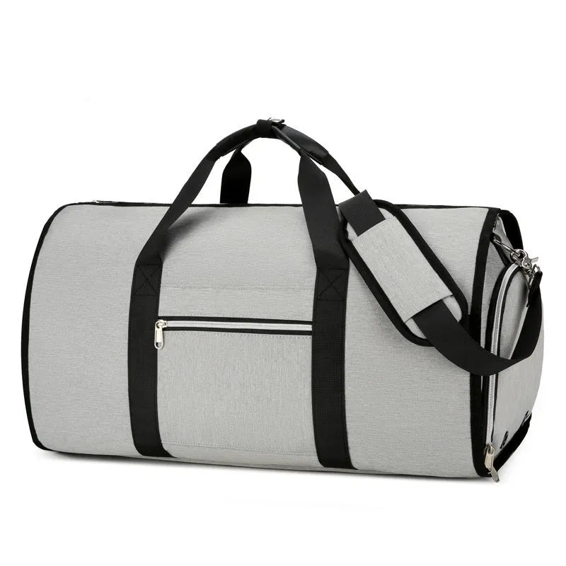 Oxford cloth multipurpose storage bag with dry-wet separation compartments in grey colour