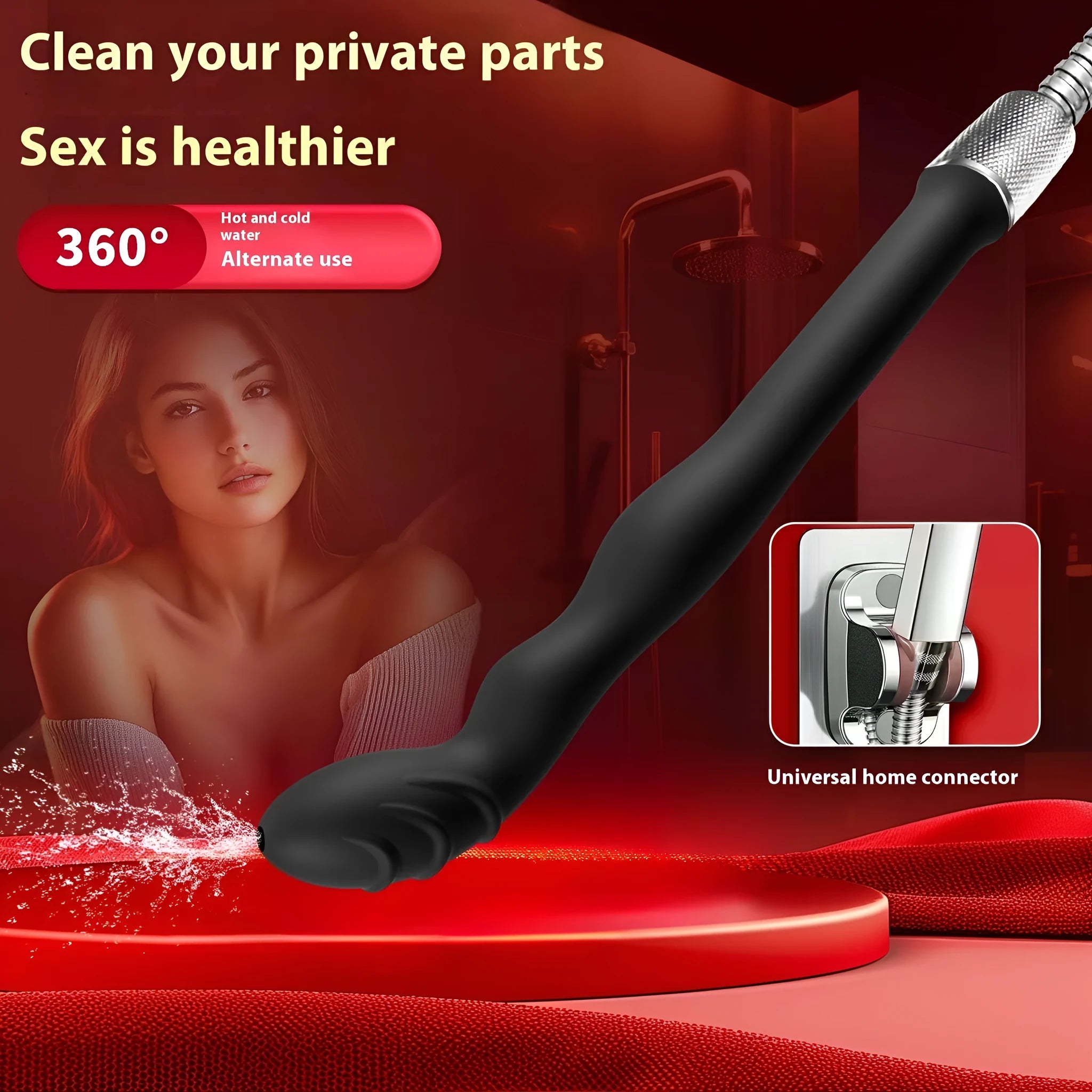 Black silicone hosepipe flusher for manual washing and irrigation tasks.