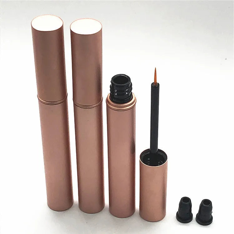 Aluminum tube 4ml cosmetic bottle with spray rose gold paint finish and black inner plug