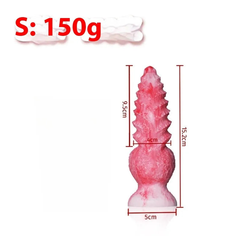 Pink Berserker shaped penis masturbation device for women in platinum silicone.
