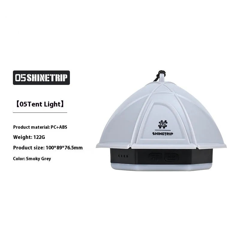 Camping lantern with analog brightness dial in dark green colour showing 10.5cm height