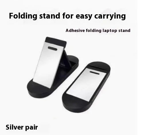 Foldable aluminium alloy laptop bracket in silver, showing compact 4.8cm size with wireless design