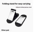 Foldable aluminium alloy laptop bracket in silver, showing compact 4.8cm size with wireless design