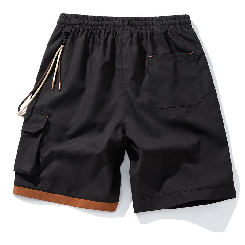 Men's bamboo fibre sports shorts in plus sizes with high elasticity waistband and straight leg design
