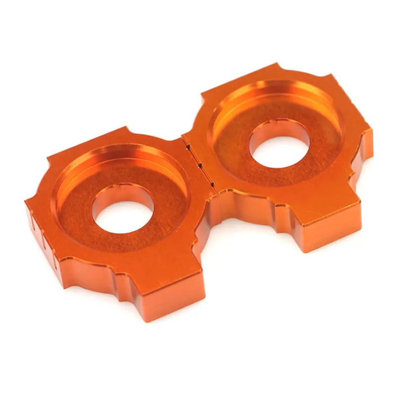 Orange anodised aluminium rear fork regulators for KTM Duke 200 390 990 motorcycles