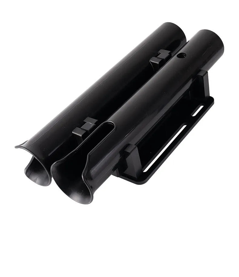 Carbon fishing rod rack mounted on bicycle frame with double-layer plastic construction