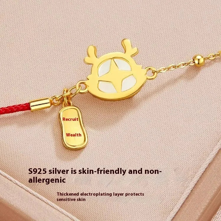 Silver-plated dragon zodiac bracelet with electroplated finish and Chinese style design
