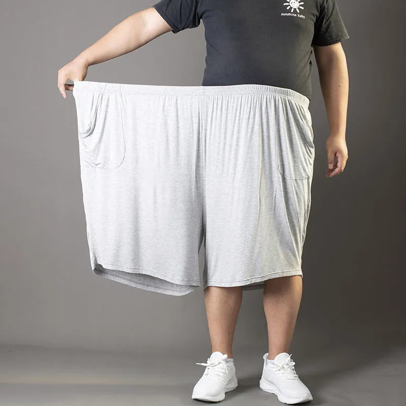 Plus-sized summer thin loose modal pants for overweight men, elastic waist, black colour, available in sizes L to 10XL