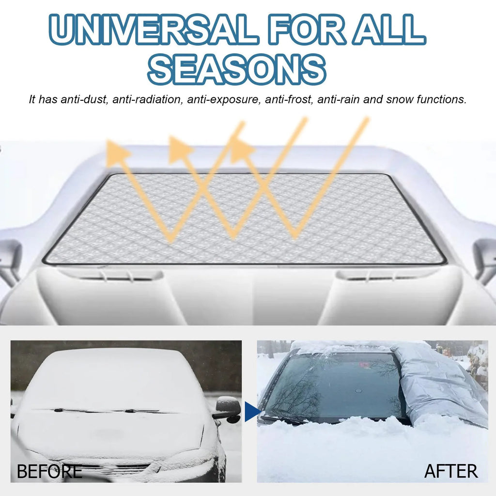 Rectangular aluminium film windshield frost cover measuring 140cm by 95cm