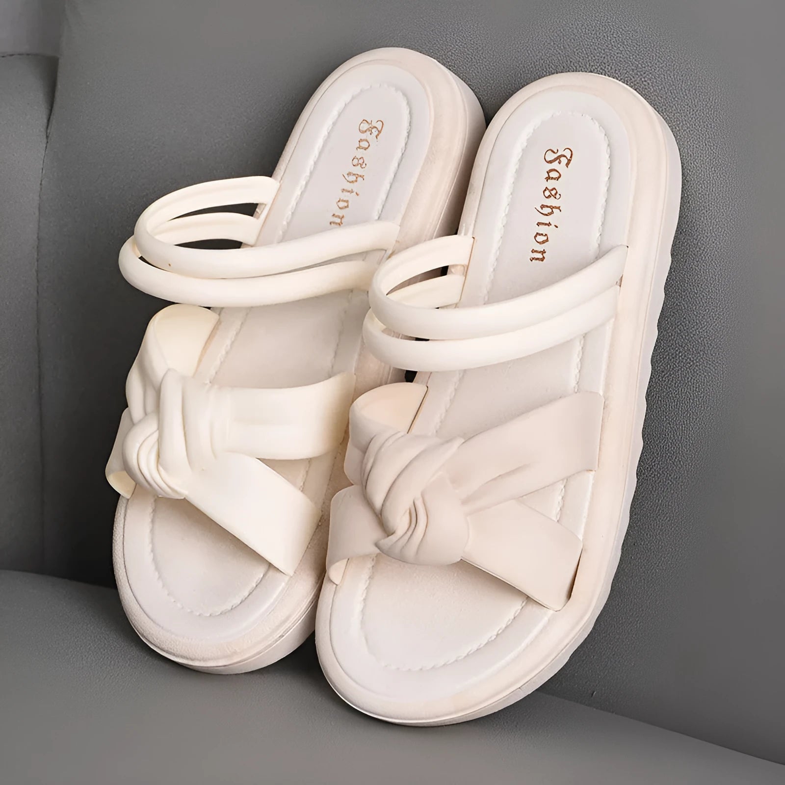 Women's black and white two-way wear sandals with thick soft back and injection moulded PVC soles