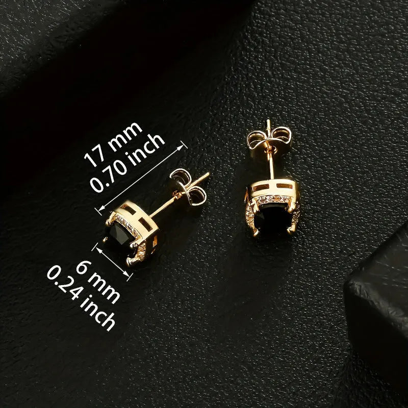 Gold-plated square retro drop earrings in colour selection