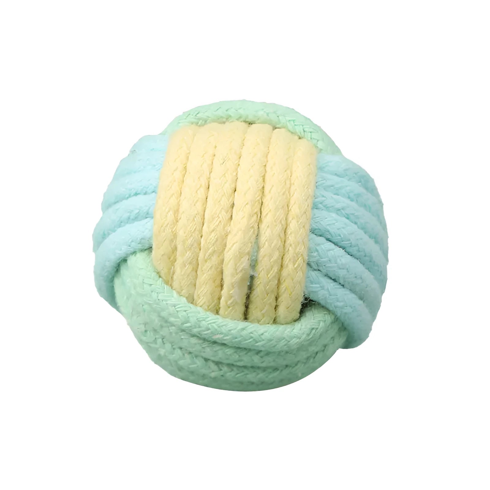 Handmade cotton cat hair ball plush toy in blue, green, and pink colour combinations, size 5 cm.