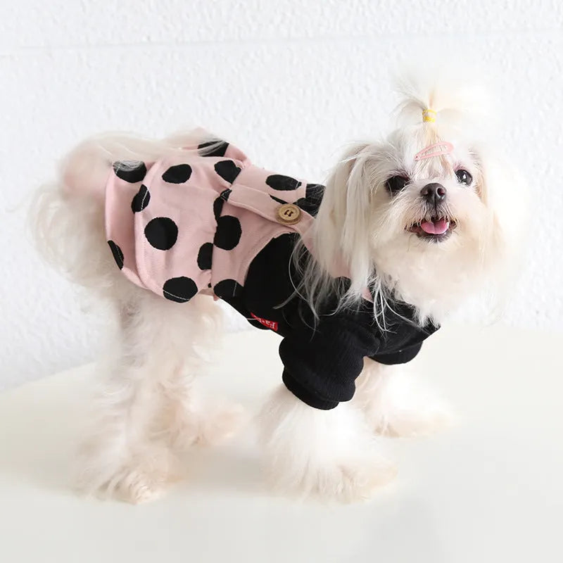 Lapel shoulder strap pet clothing set for couples matching outfits with five size options