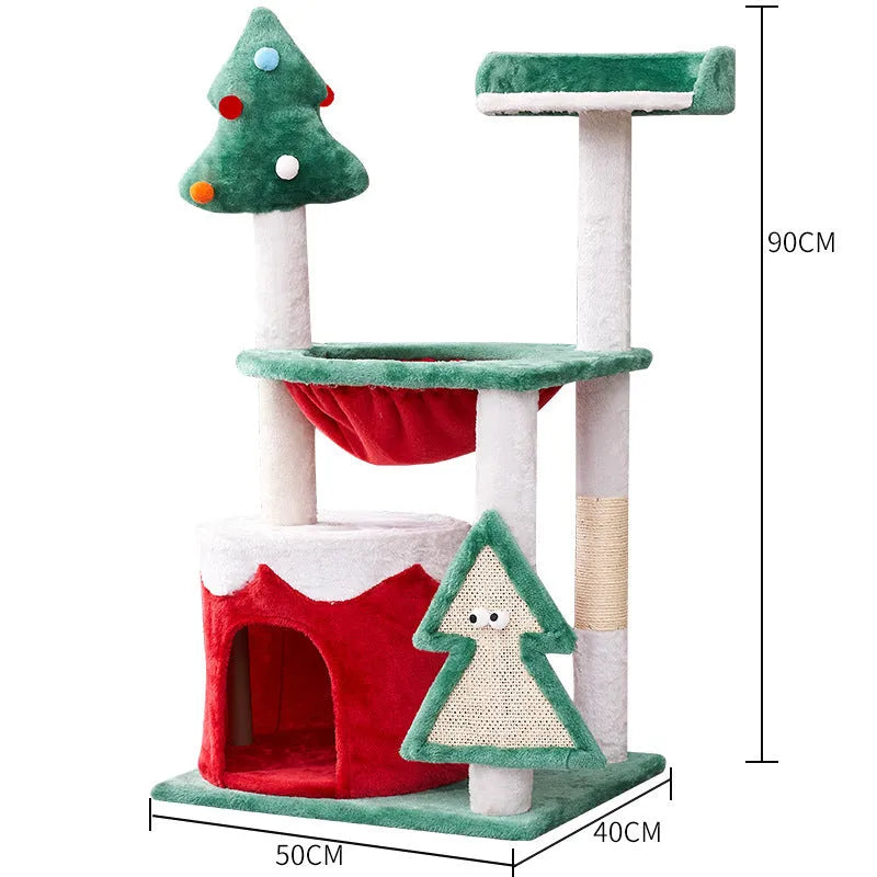 Christmas-themed cat scratch toy with integrated design and density plate scratching surface