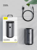 Dark gray column-shaped mini USB aromatherapy humidifier with 0.5-1L tank and single fog export.