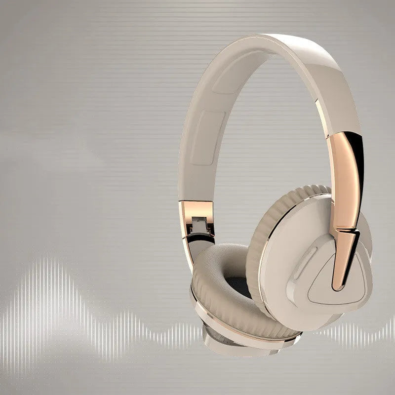 Wireless headset with subwoofer in black, white, blue, or khaki colours showing all-inclusive ear design