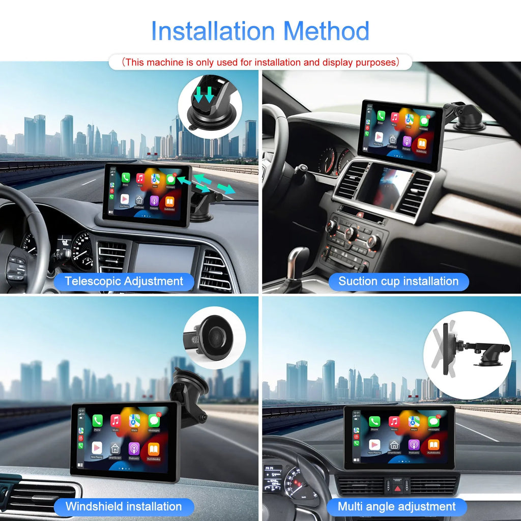 11.3-inch Android car display screen with touch interface shown on a car dashboard