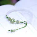 Hand-woven white agate bracelet with Hetian jade beads and peace buckle closure