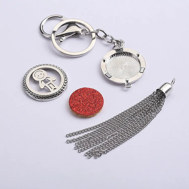 Alloy tassel car pendant fragrance diffuser necklace with multi-colour options on a 50cm chain.