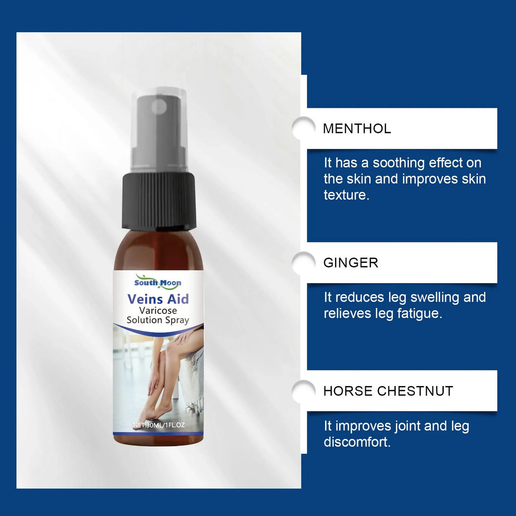 30ml leg care spray bottle with menthol, ginger and horse chestnut for daily massage