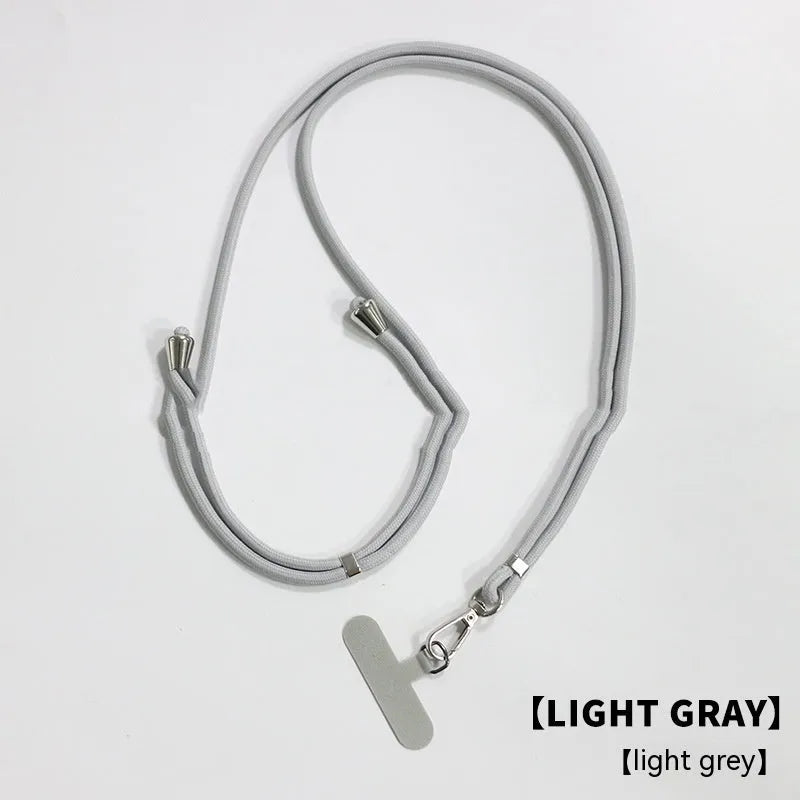 General drop-resistant phone lanyard in nylon with injection-moulded clip and gasket, 160cm length, 12g weight, available in multiple colours