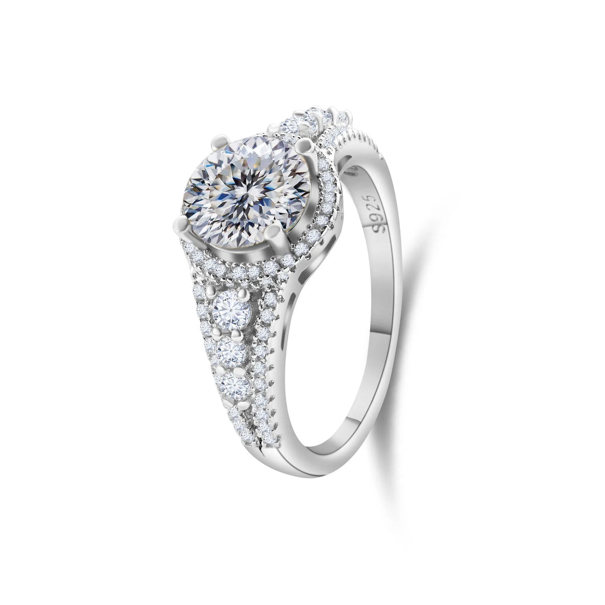 2 carat round cut colour moissanite ring in sterling silver S925 men's ring 6mm