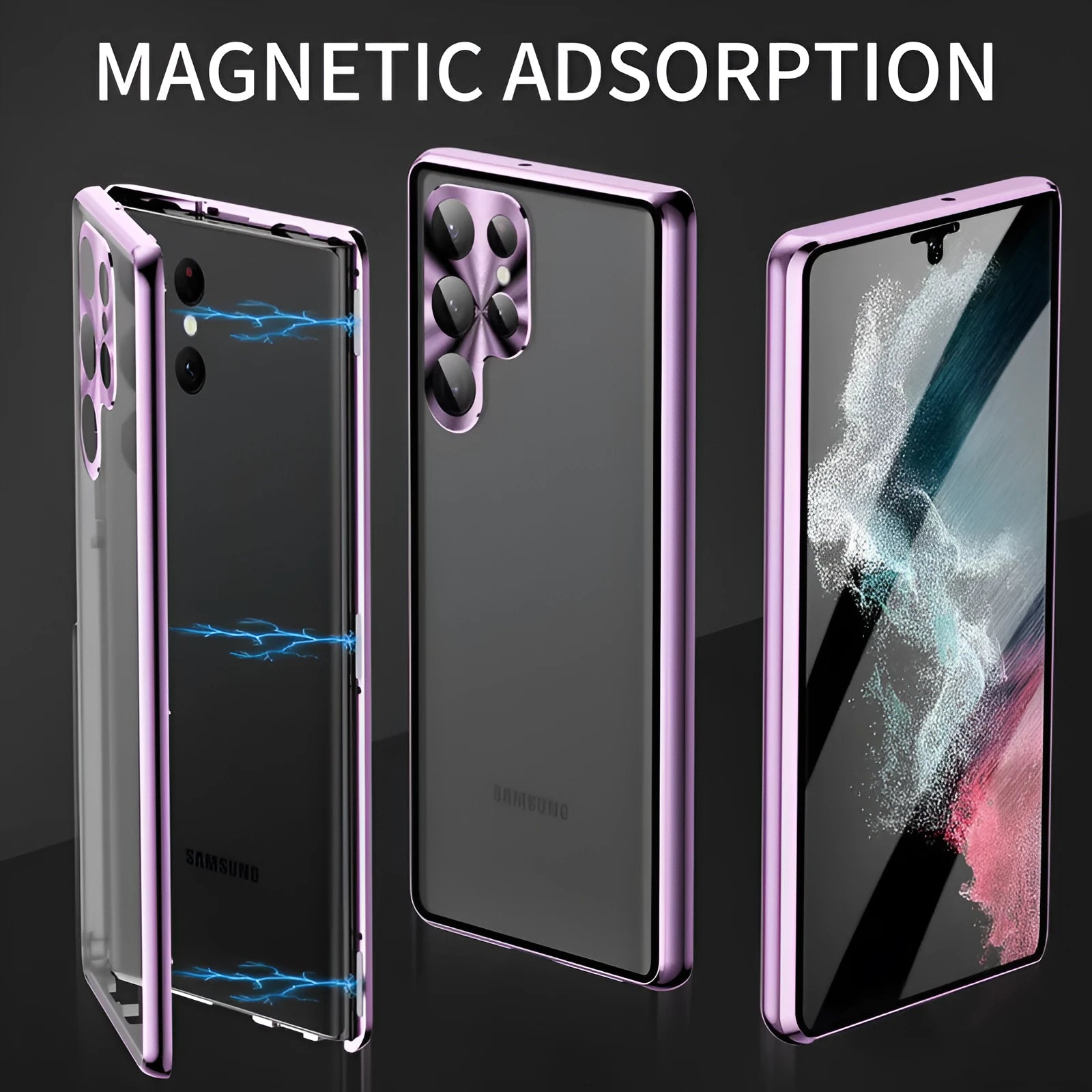 Samsung S24 Ultra metal phone case with peep-proof magnetic mirror in multiple colour options