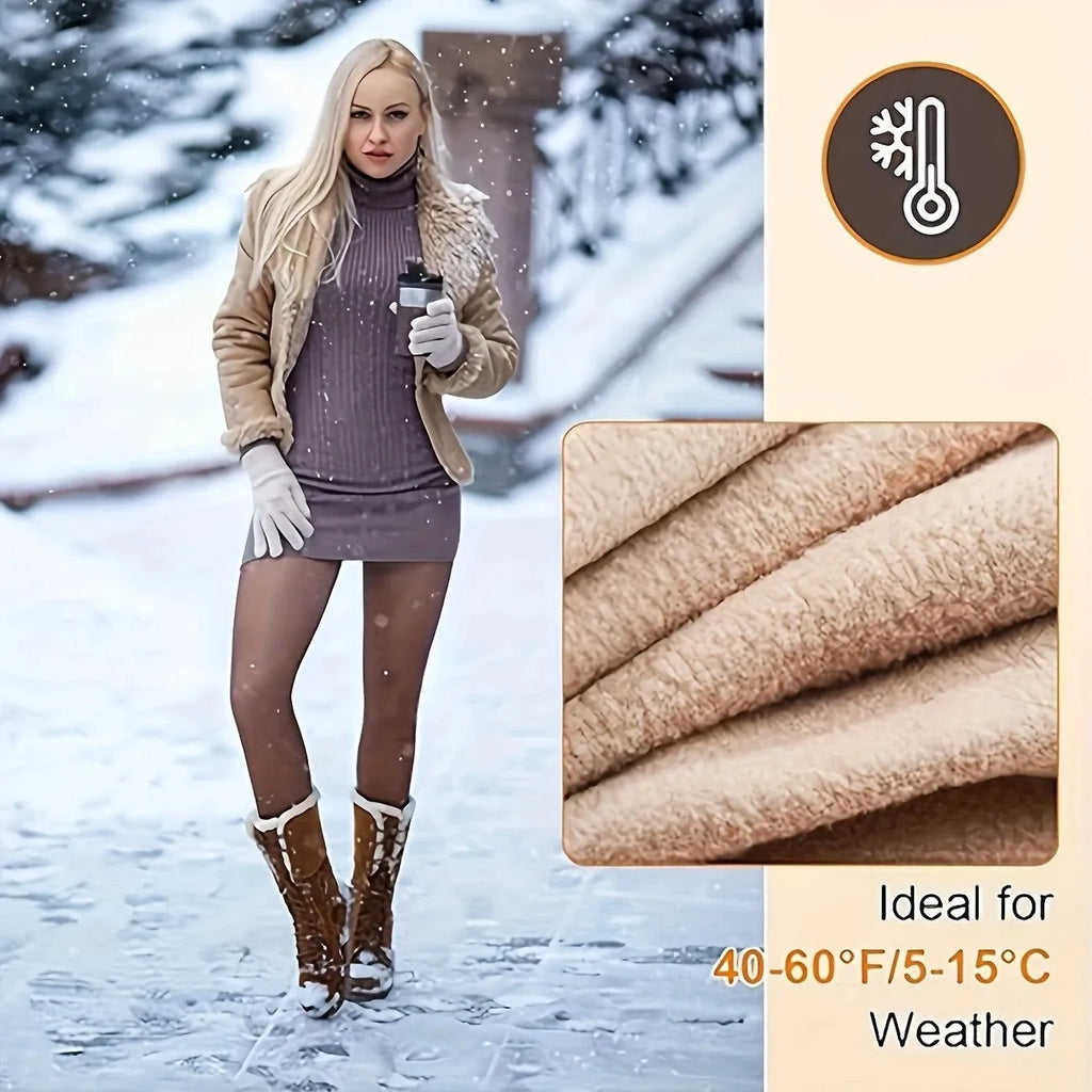 Women's anti-snagging leggings with wool lining in black, coffee and silver silk styles