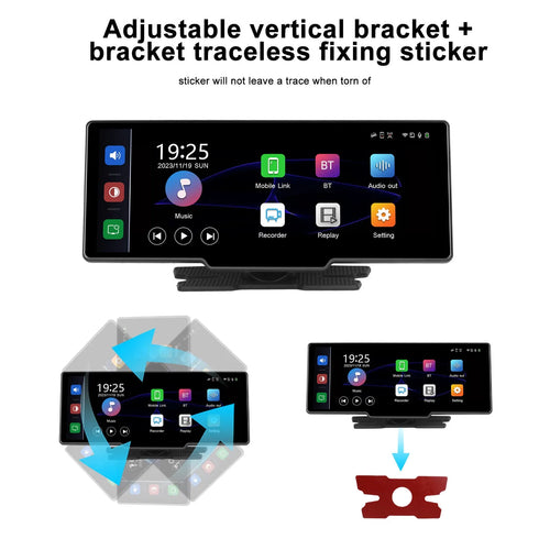 10.26-inch car DVR display system with rear view camera mounted on universal bracket