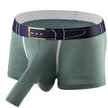 Men's solid colour Ice Silk boxers laid flat, showing the mid waist design in one of the six available colours.
