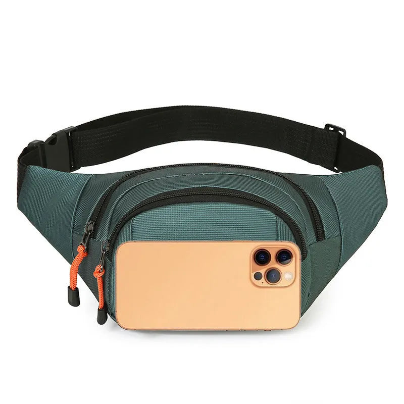 Slanted waterproof chest bag in nylon, shown in black, with adjustable strap and large main compartment.