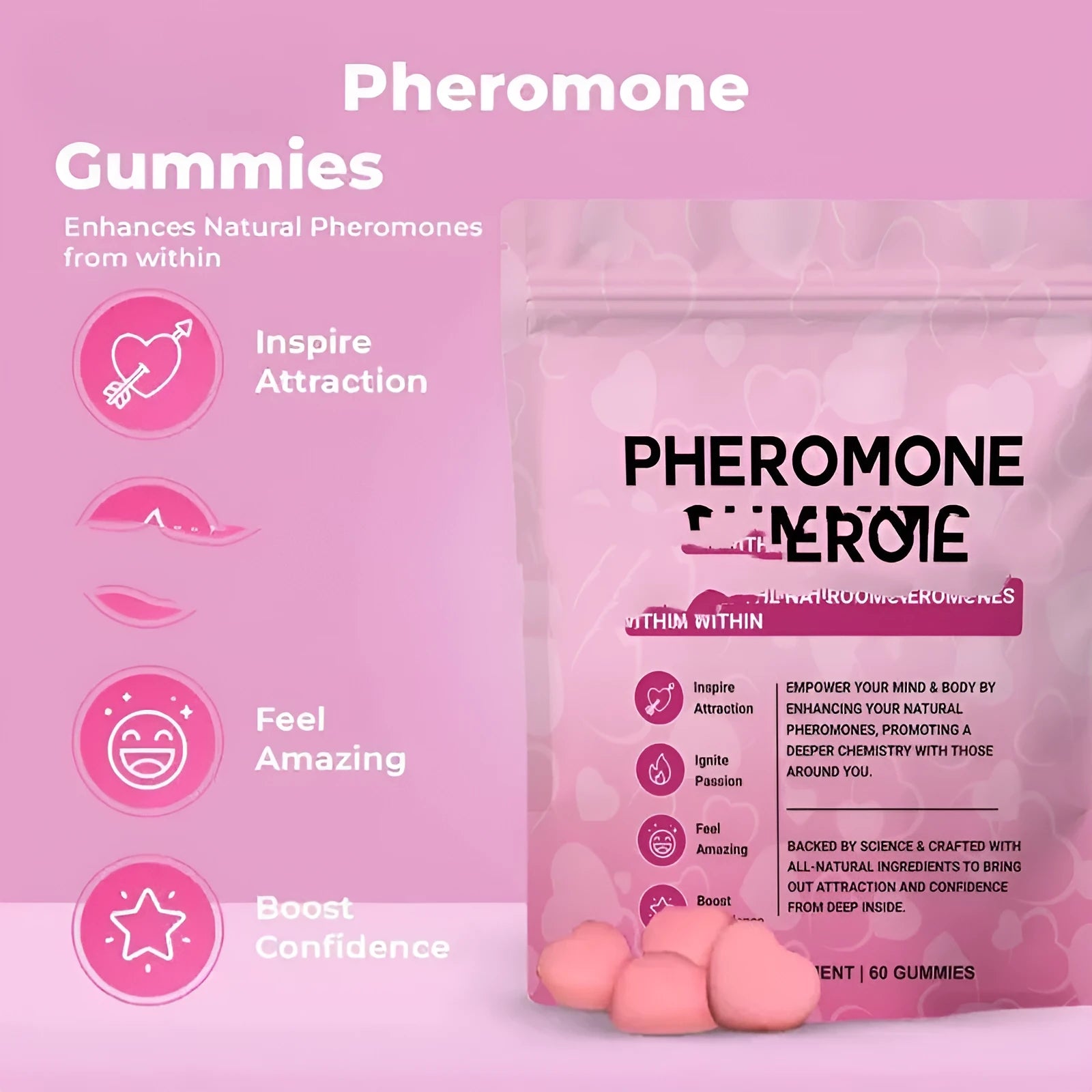 60 edible pheromone gummy tablets for household insect control in sealed pack