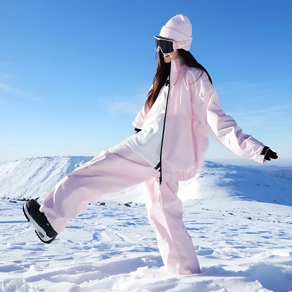 Winter waterproof skateboard and ski suit in cotton blend fabric with jacket and trousers