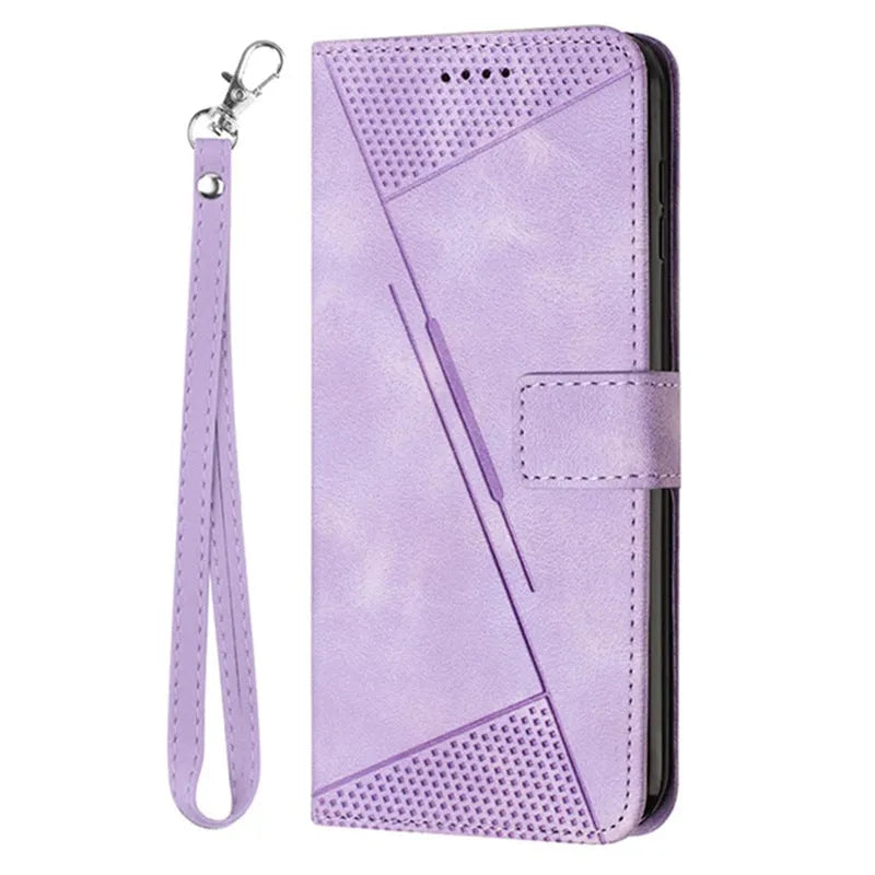 REALME 11 line stripe phone case with card holder and crossbody strap in blue for OPPO